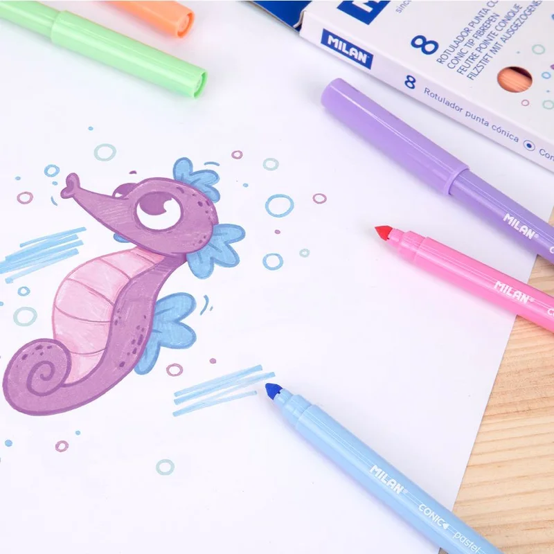 Milan Felt-Tip Pens, 8 pastel colours