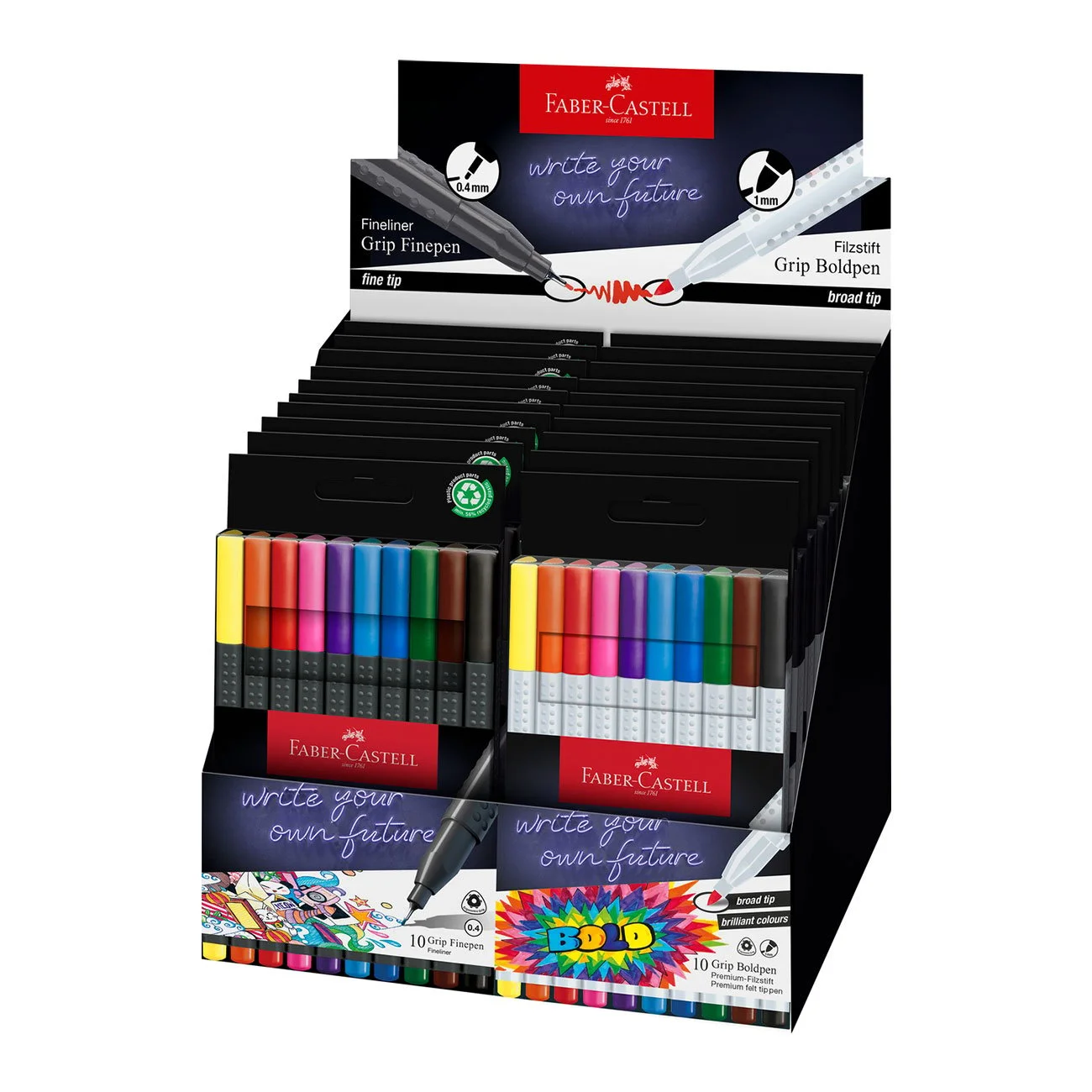 Faber-Castell Grip Boldpen fibre-tip pens, in display