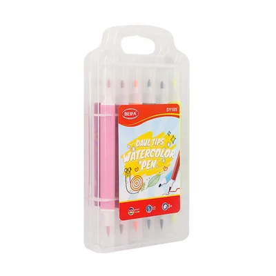 Beifa felt-tip pens SY105-V701, double-ended, in plastic case, 12 colours