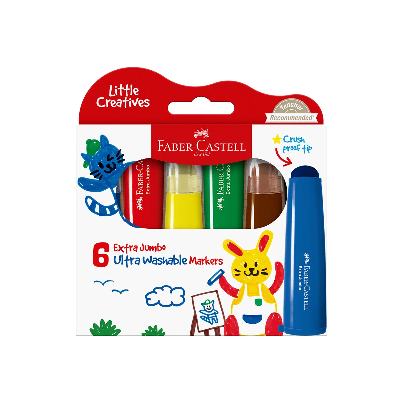 Faber-Castell Флумастери Jumbo, Ultra Washable, 6 цвята