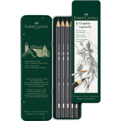 Faber-Castell Watercolour Pencils Graphite Aquarelle, graphite, 5 pcs in metal box