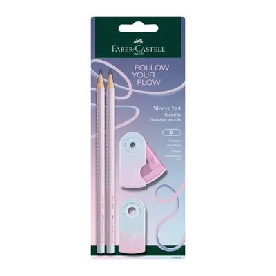 Faber-Castell Grip 2001 pencils, B, with sharpener, Blushing sky, 2 pcs