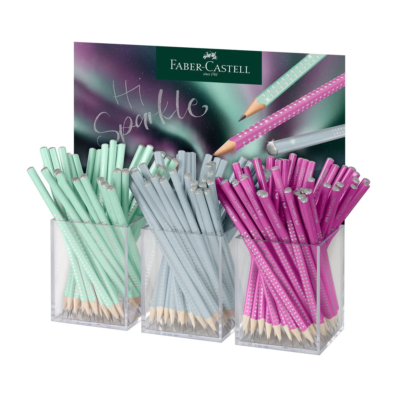 Faber-Castell Sparkle Aurora pencil, 144 pieces in 3 cups