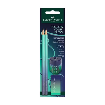Faber-Castell Pencil, eraser and sharpener set, Buzzing blue