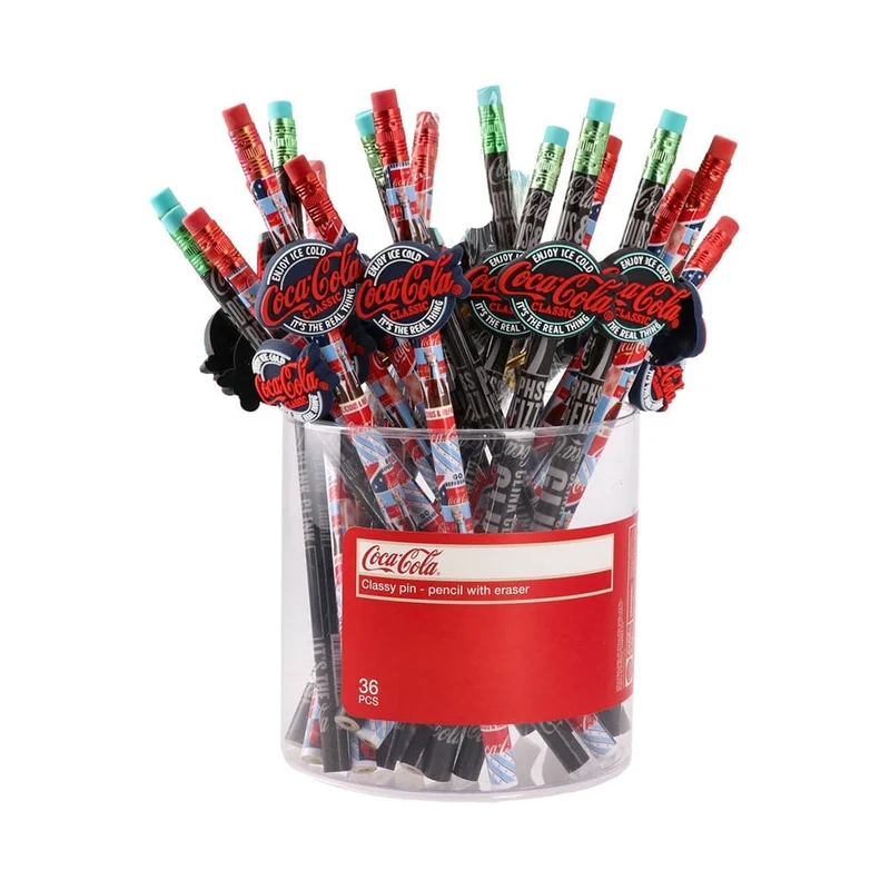 Best Buy Classy Pin Pencil, Coca Cola, HB, with eraser, assorted, 1 pc