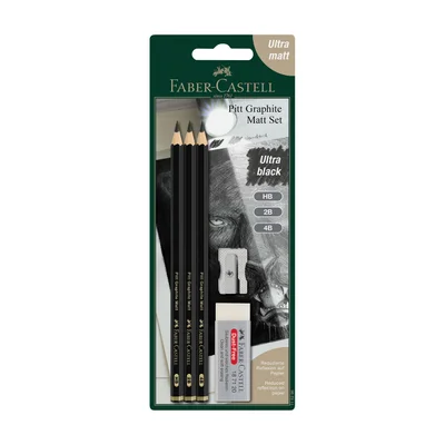 Faber-Castell Pitt Graphite Matt Pencils, Graphite, HB, 2B, 4B, with Eraser and Sharpener