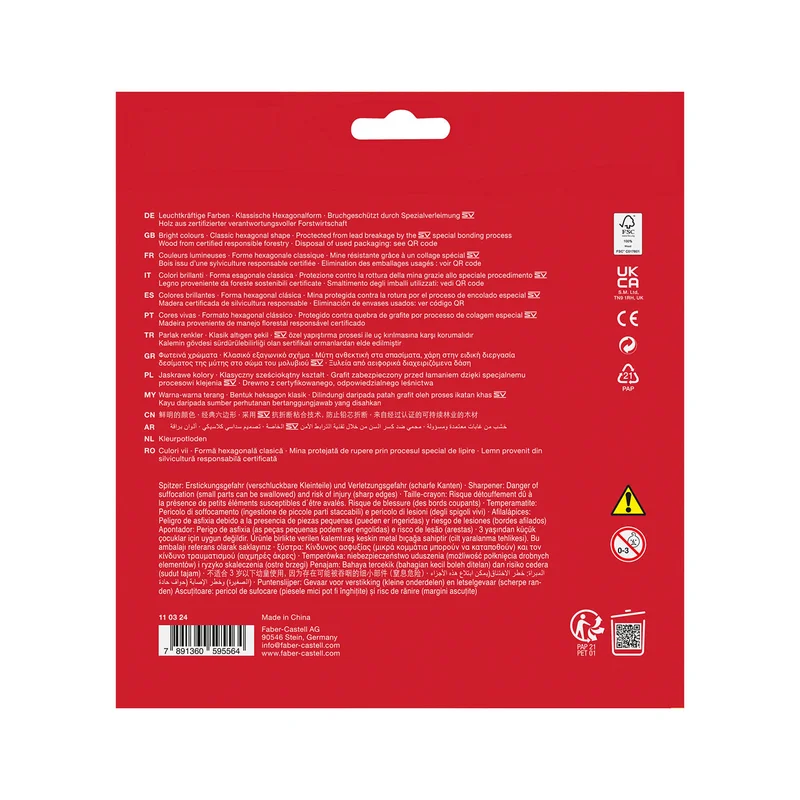 Faber-Castell Цветни моливи Замък, 24 + 6 цвята, с включена острилка