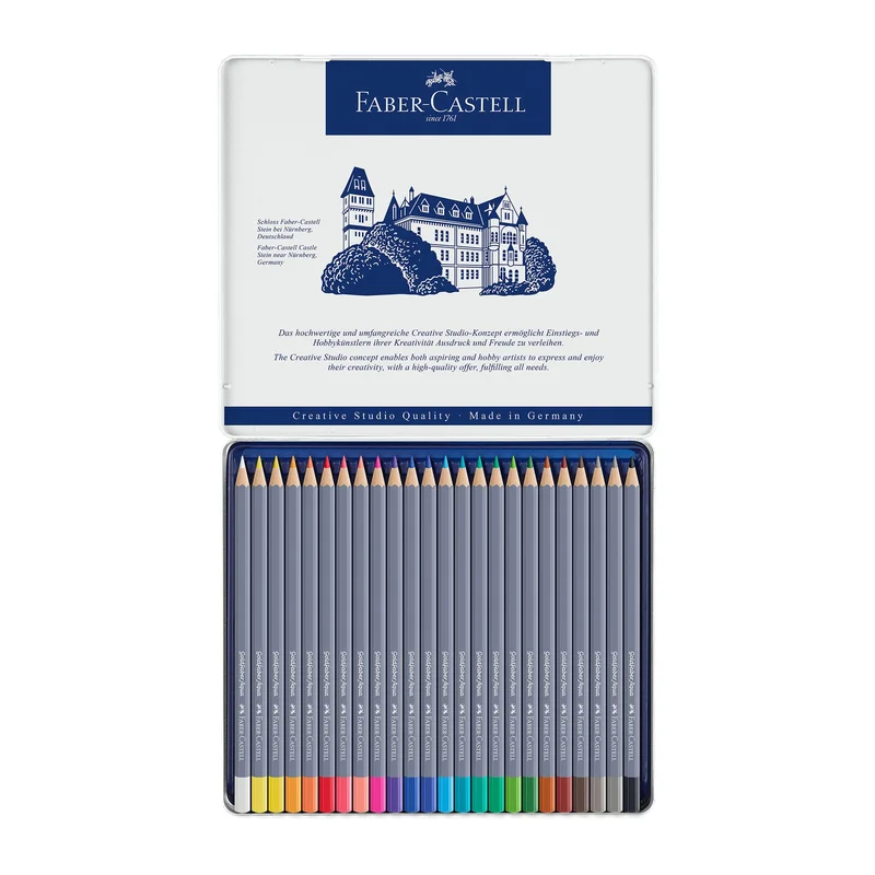 Faber-Castell Watercolour Pencils Goldfaber Aqua, 24 colours, metal tin