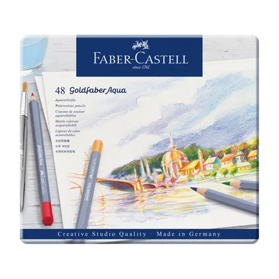 Faber-Castell Watercolor pencils Goldfaber Aqua, 48 colors, tin box