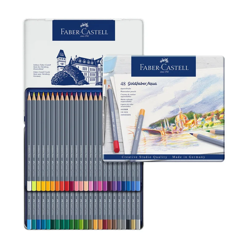 Faber-Castell Watercolor pencils Goldfaber Aqua, 48 colors, tin box
