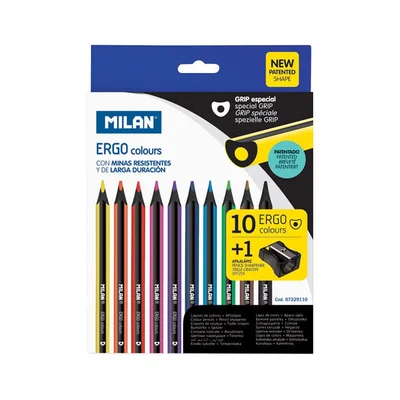 Milan Colored pencils Ergo, 3.5 mm, 10 colors, with sharpener included