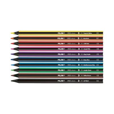 Milan Colored pencils Ergo, 3.5 mm, 10 colors, with sharpener included