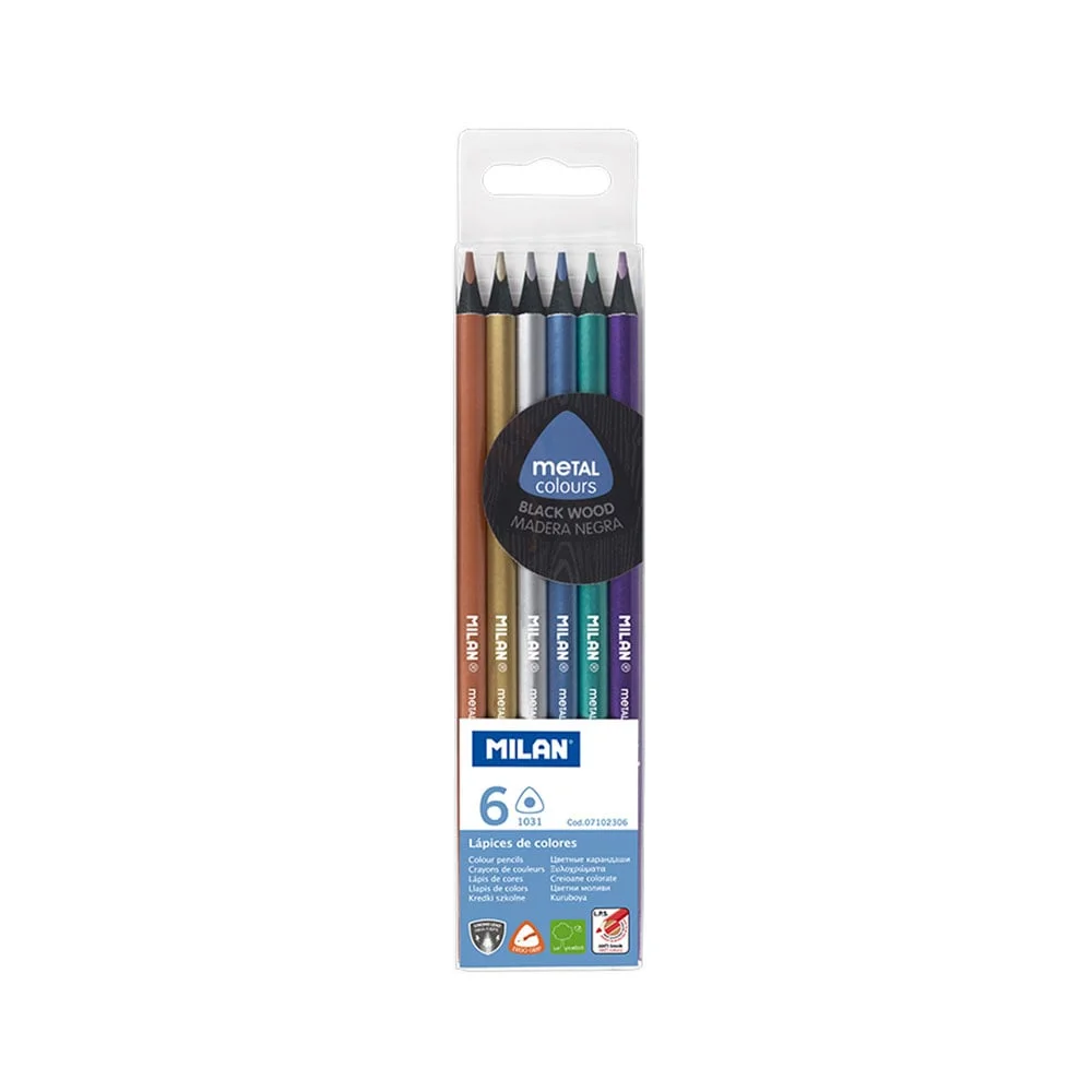 Milan Triangular Metal color pencils, 6 colors, box of 24