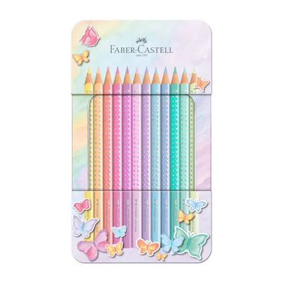 Faber-Castell Sparkle Pencils, 12 pastel colors, in metal case