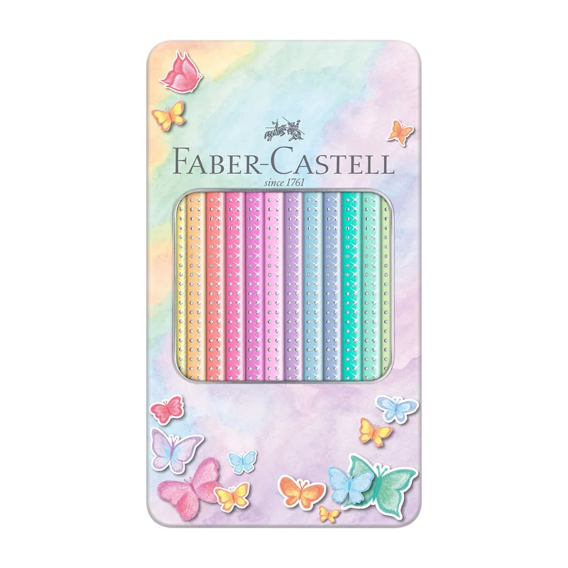 Faber-Castell Sparkle Pencils, 12 pastel colors, in metal case