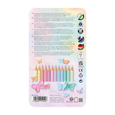 Faber-Castell Sparkle Pencils, 12 pastel colors, in metal case