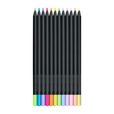 Faber-Castell Pencils Black Edition, 12 neon and pastel colors