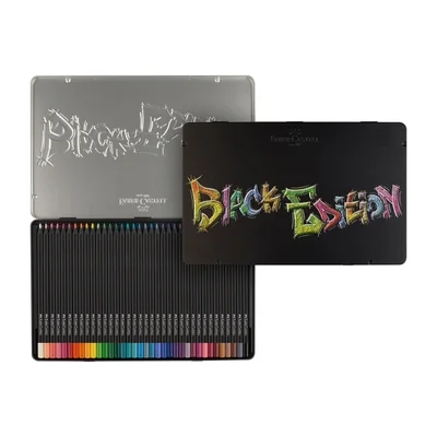 Faber-Castell Pencils Black Edition, 36 colours, in metal box