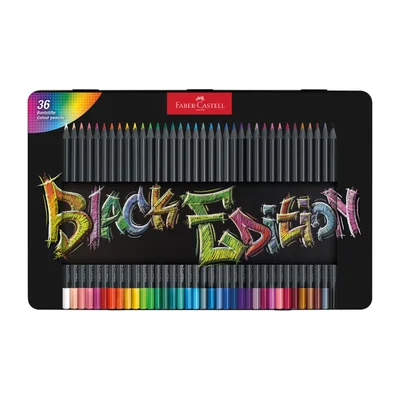 Faber-Castell Pencils Black Edition, 36 colours, in metal box