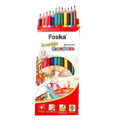 Foska Hexagonal Pencils, erasable, 12 colors