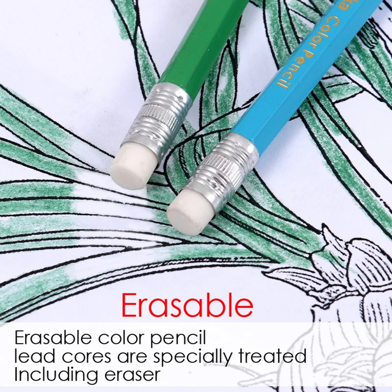 Foska Hexagonal Pencils, erasable, 12 colors