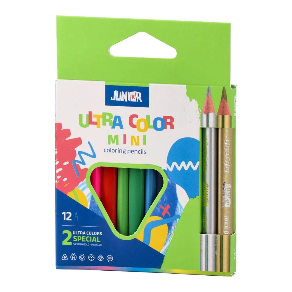 Junior Ultra Color Coloured Pencils, mini, 12 colours