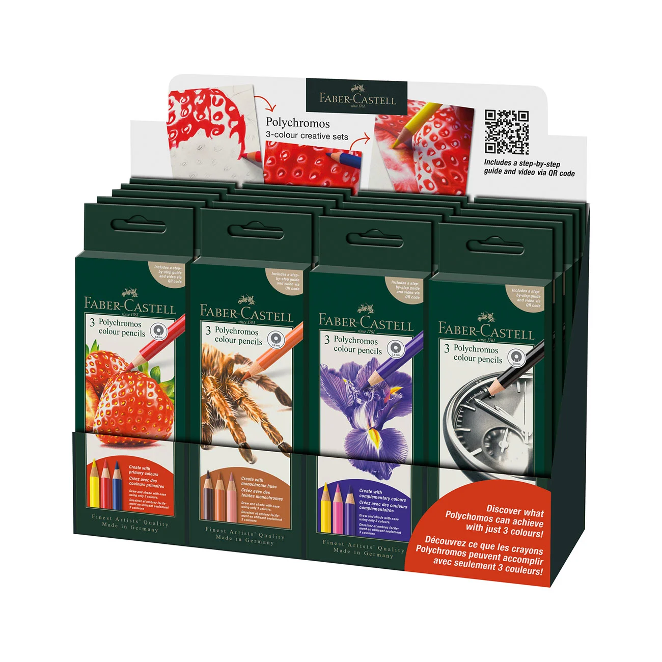 FABER-CASTELL S POLYCHROMOS COLOURED PENCILS 3 COLOURS DISPLAY
