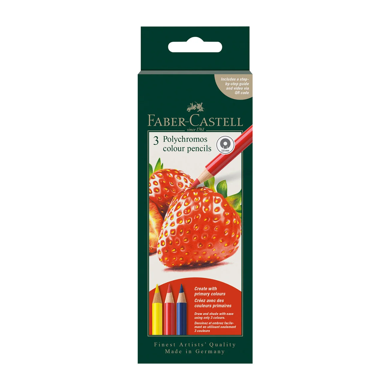 FABER-CASTELL S POLYCHROMOS COLOURED PENCILS 3 COLOURS STRAWBERRY