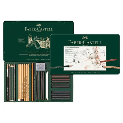 Faber-Castell Pitt Monochrome Pencil Set, 33 pieces in metal box