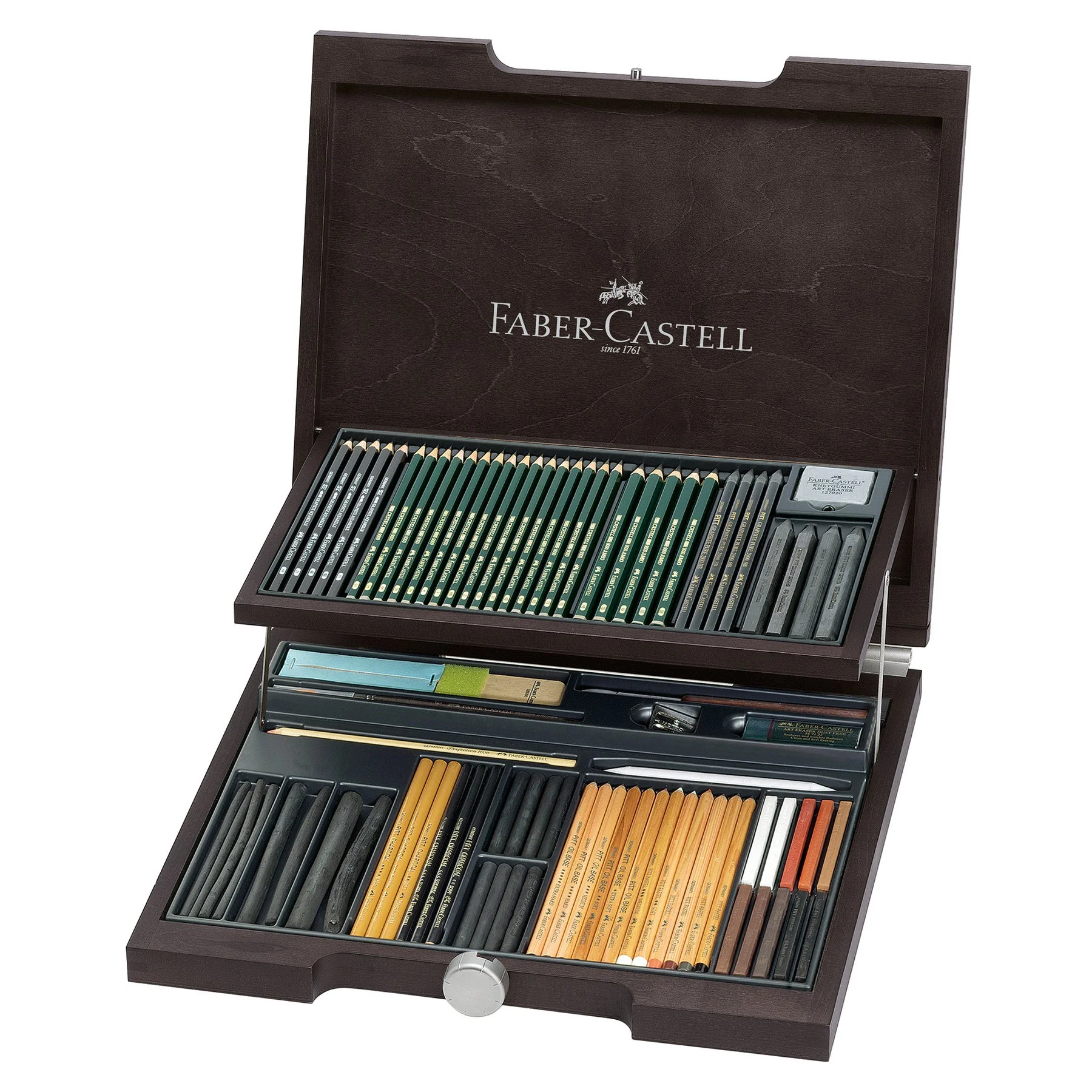 Faber-Castell Pencil Set Pitt Monochrome, 85 pcs, in wooden box