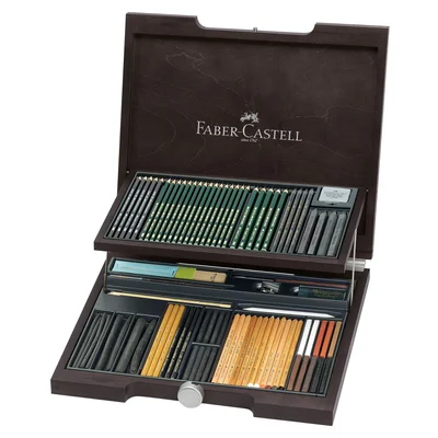 Faber-Castell Pencil Set Pitt Monochrome, 85 pcs, in wooden box