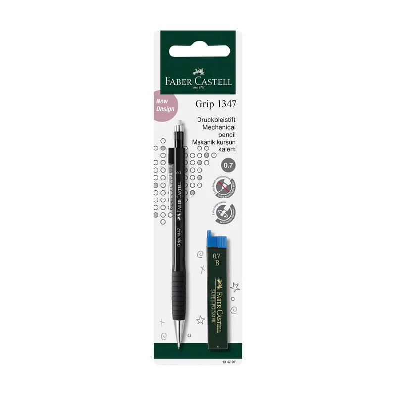 Faber-Castell Автоматичен молив Grip, 0.7 mm, с включени 12 графита