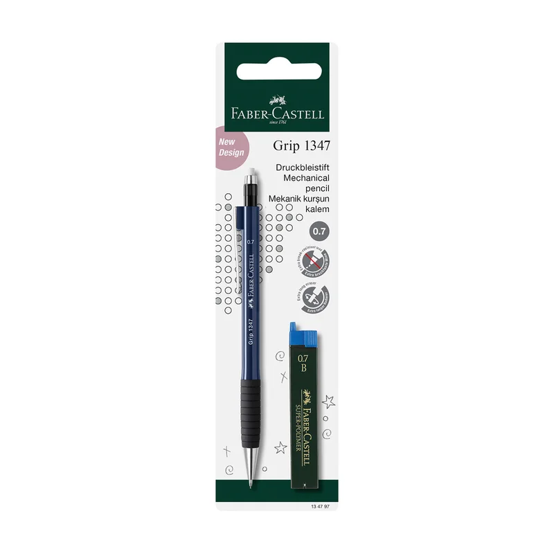 Faber-Castell Автоматичен молив Grip, 0.7 mm, с включени 12 графита