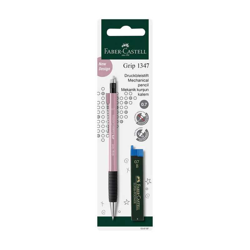 Faber-Castell Автоматичен молив Grip, 0.7 mm, с включени 12 графита