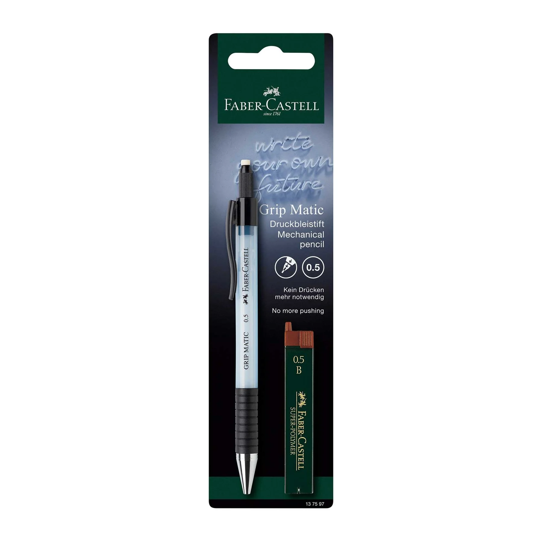 Faber-Castell Mechanical Pencil Grip Matic 1375, 0.5 mm, with mini leads, blister pack