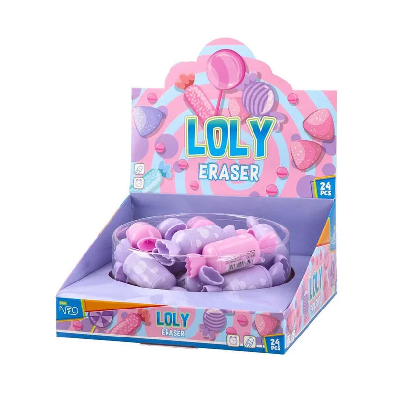 Sazio Loly Pencil Eraser, candy, with cap, assorted, 1 pc