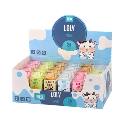 Sazio Loly Pencil Eraser, milk, with cap, assorted, 1 pc