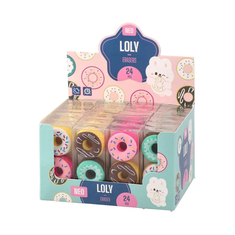 Sazio Loly Pencil Eraser, donuts, 2 pcs, assorted, 1 pc