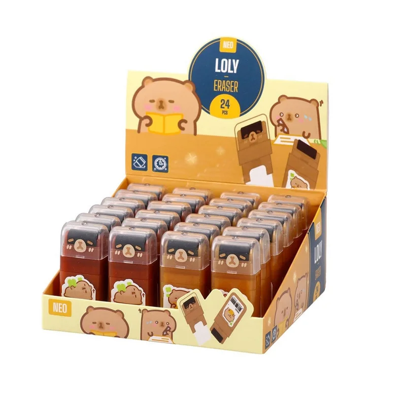 Sazio Loly Pencil Eraser, Capybara, with Cap