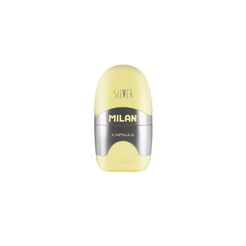 Milan Sharpener Silver, single, with eraser, assorted colors