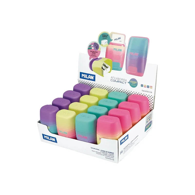 Milan Sharpener Sunset, double, with eraser, assorted colours