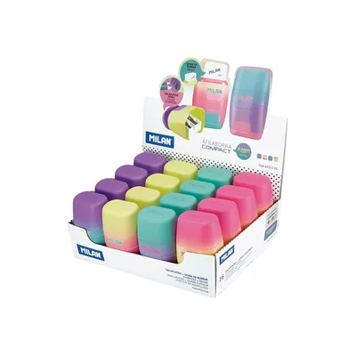 Milan Sharpener Sunset, double, with eraser, assorted colours