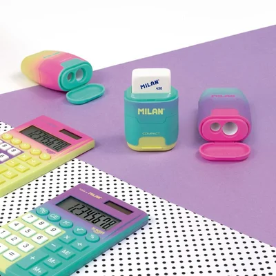 Milan Sharpener Sunset, double, with eraser, assorted colours