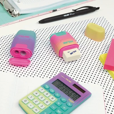 Milan Sharpener Sunset, double, with eraser, assorted colours