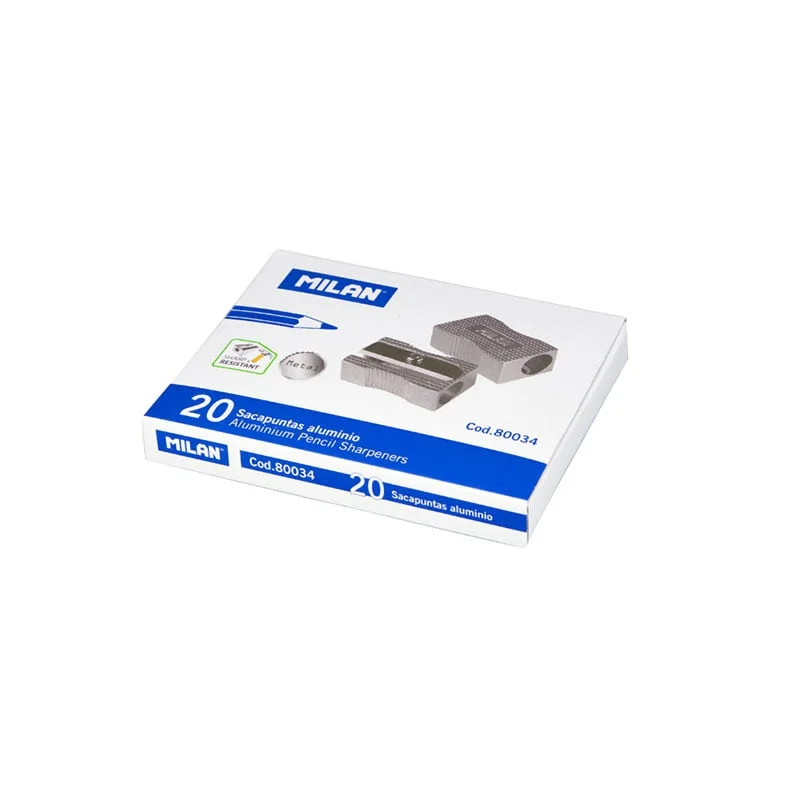 Milan Sharpener, rectangular, aluminum, 20 pcs