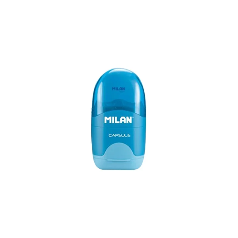 Milan Sharpener Capsule, with eraser, assorted colors
