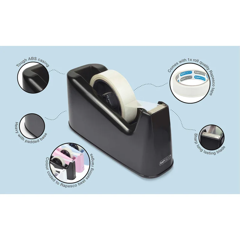 Rapesco Tape dispenser 500, for 76 mm core tape, black