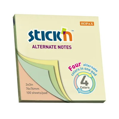 Stick'n Sticky notes Alternate, 76 x 76 mm, pastel, 100 sheets