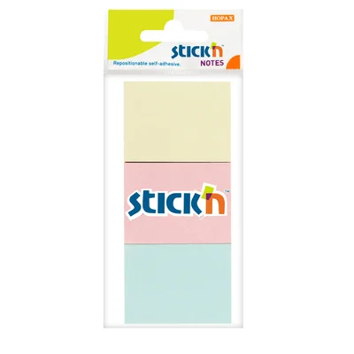 Stick'n Самозалепващи се листчета, 38 x 51 mm, пастелни цветове, 100 листа, 3 броя