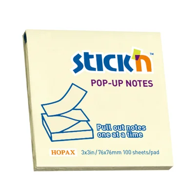 Stick'n Самозалепващи се листчета Zig-Zag, 76 x 76 mm, пастелни, жълти, 100 листа